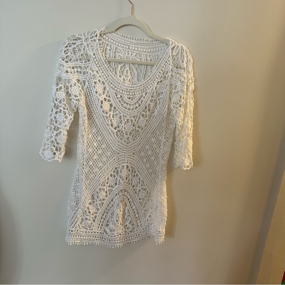 ✨ FREE PEOPLE VINTAGE 1970s handmade crochet sweater  / top - Picture 2 of 4